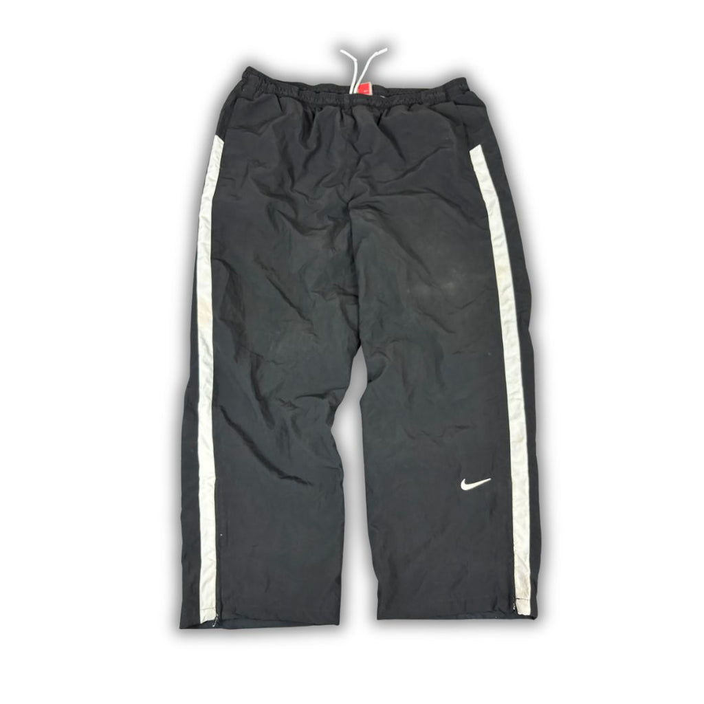 Vintage Y2K Nike Track Pants Men's XL Black White Panels Swoosh Joggers Wide Leg