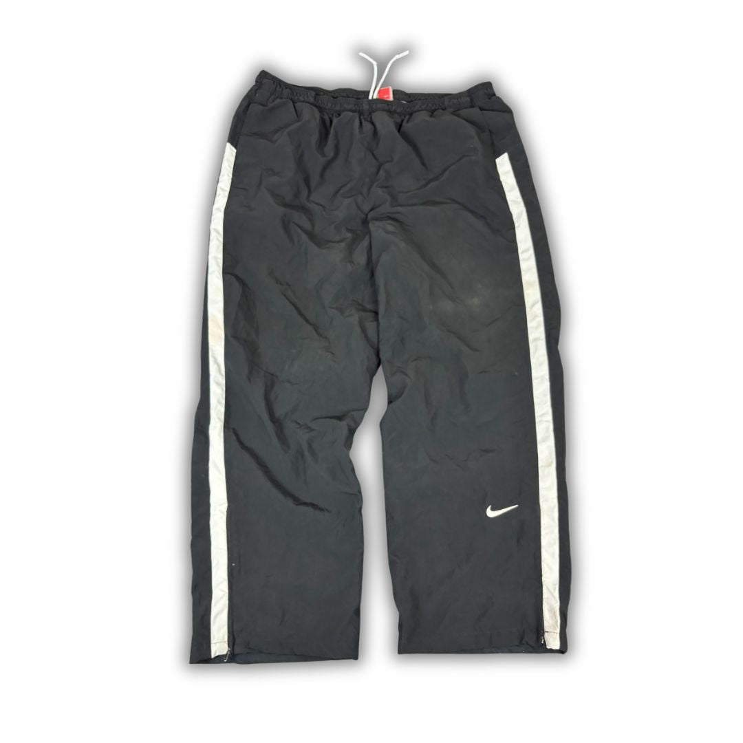 Vintage Y2K Nike Track Pants Men's XL Black White Panels Swoosh Joggers Wide Leg