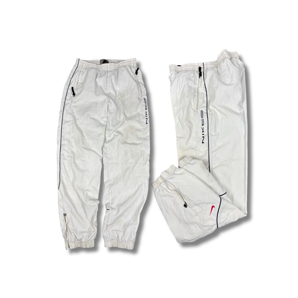 Vintage Y2K Nike Track Pants Women's S White Navy Piping Spell Out Logo