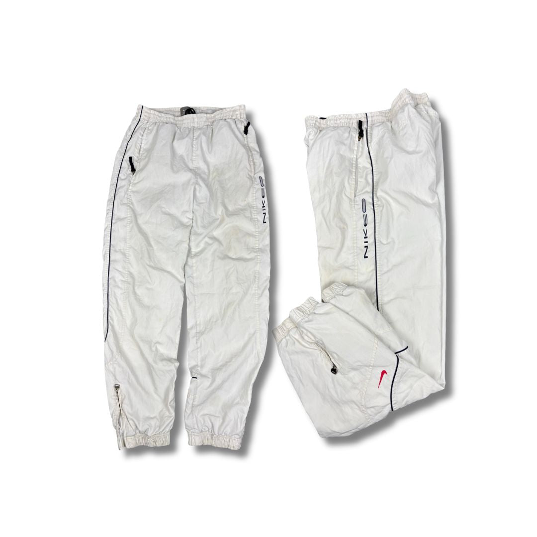 Vintage Y2K Nike Track Pants Women's S White Navy Piping Spell Out Logo
