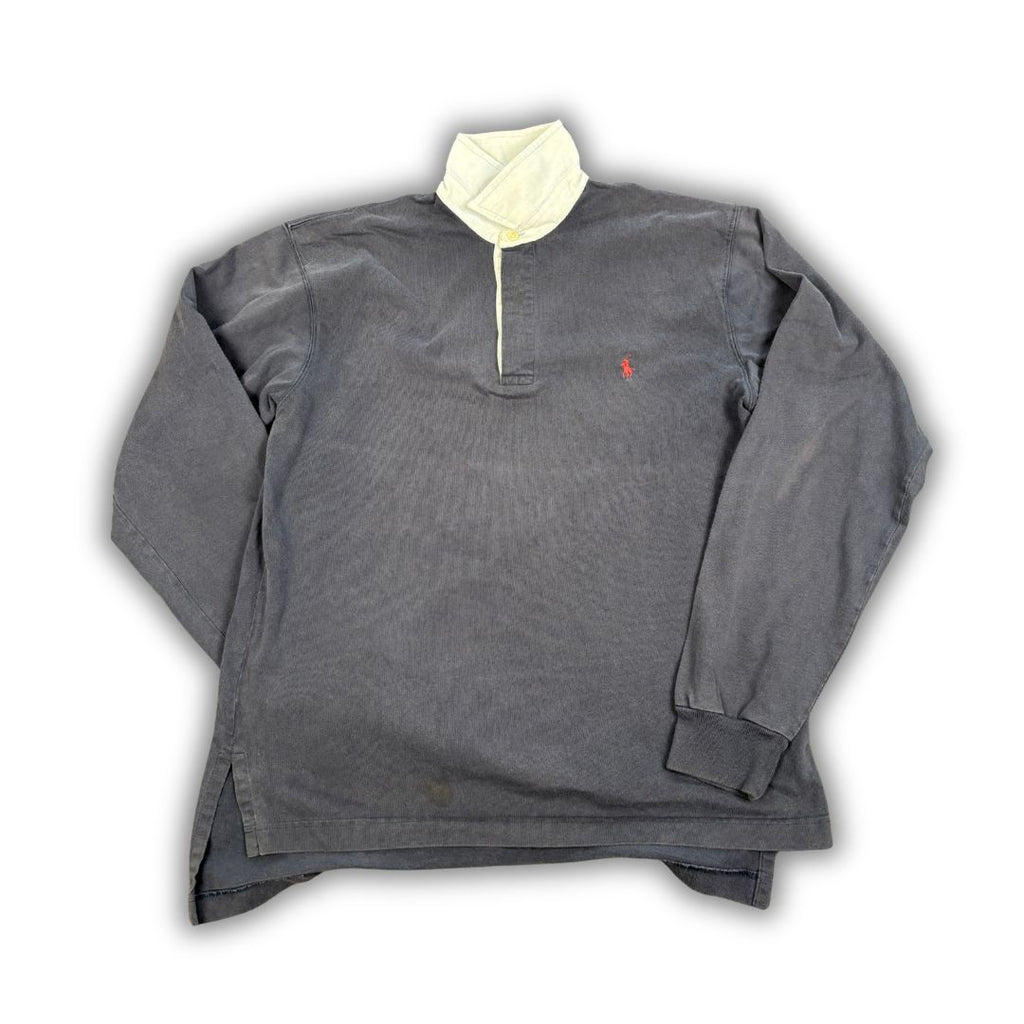 Vintage 90's Ralph Lauren Rugby Polo Men's S Grey Red Pony Collared