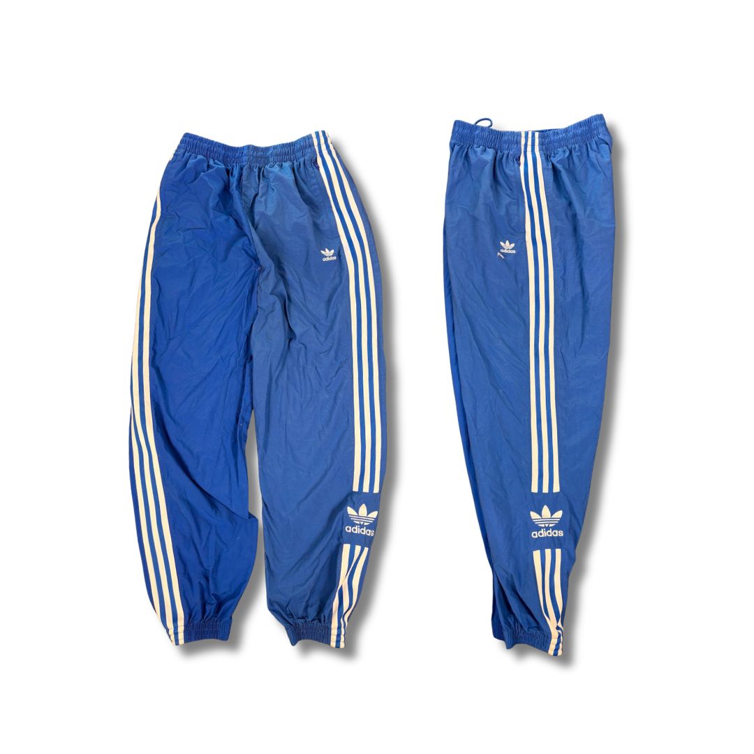 Adidas Track Pants Women's XS Blue White 3 Stripe Petite Cuffed Joggers