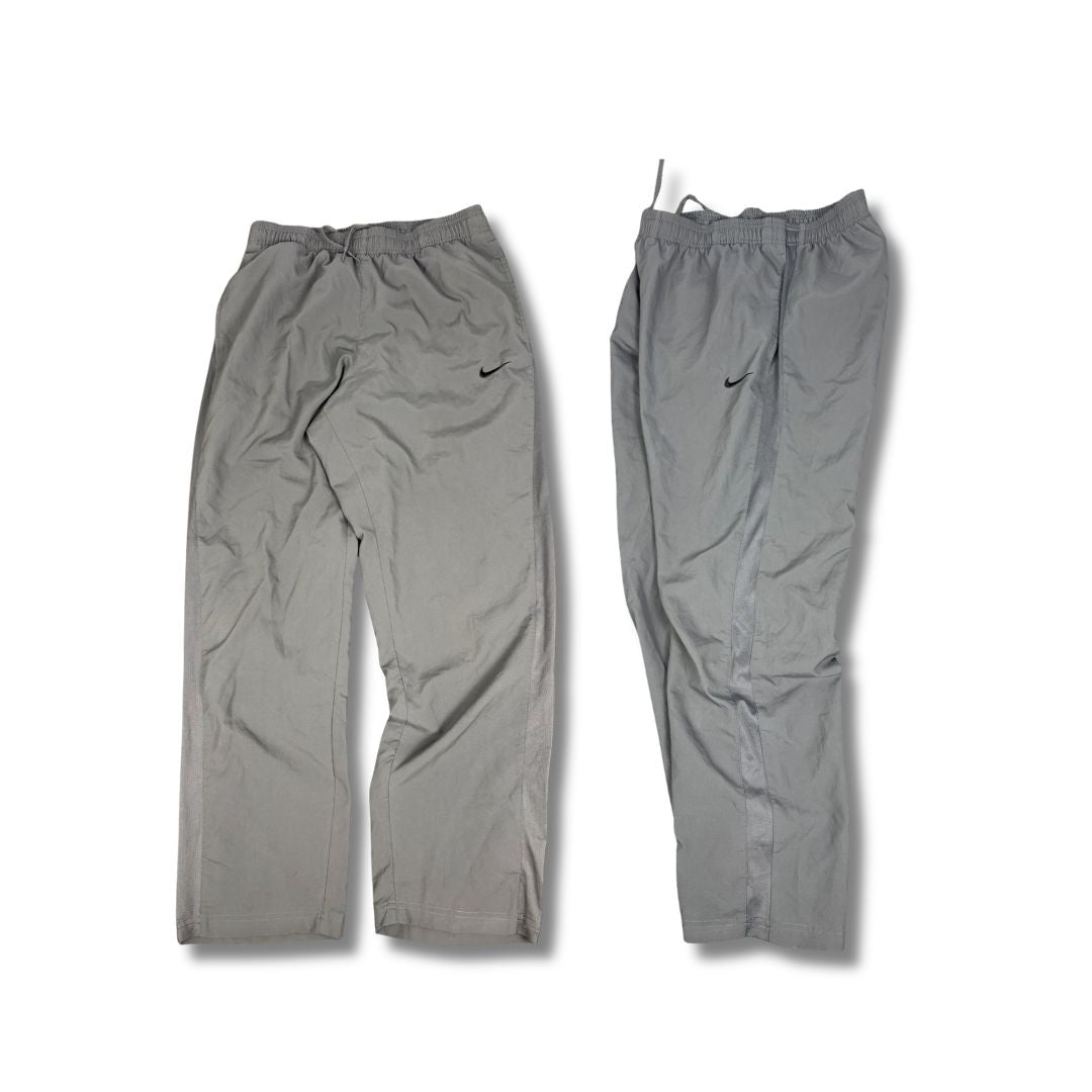 Vintage Y2K Nike Track Pants Men's M Double Grey swoosh mesh panel joggers Wide Leg