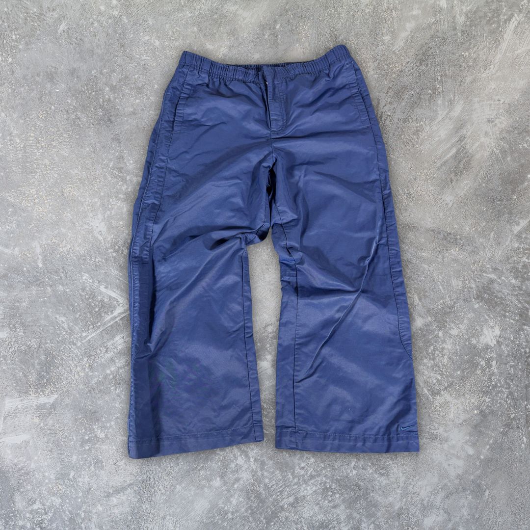 Vintage Y2K Nike 3/4 Track Pants Women's Size S Double Blue Nylon Windbreakers