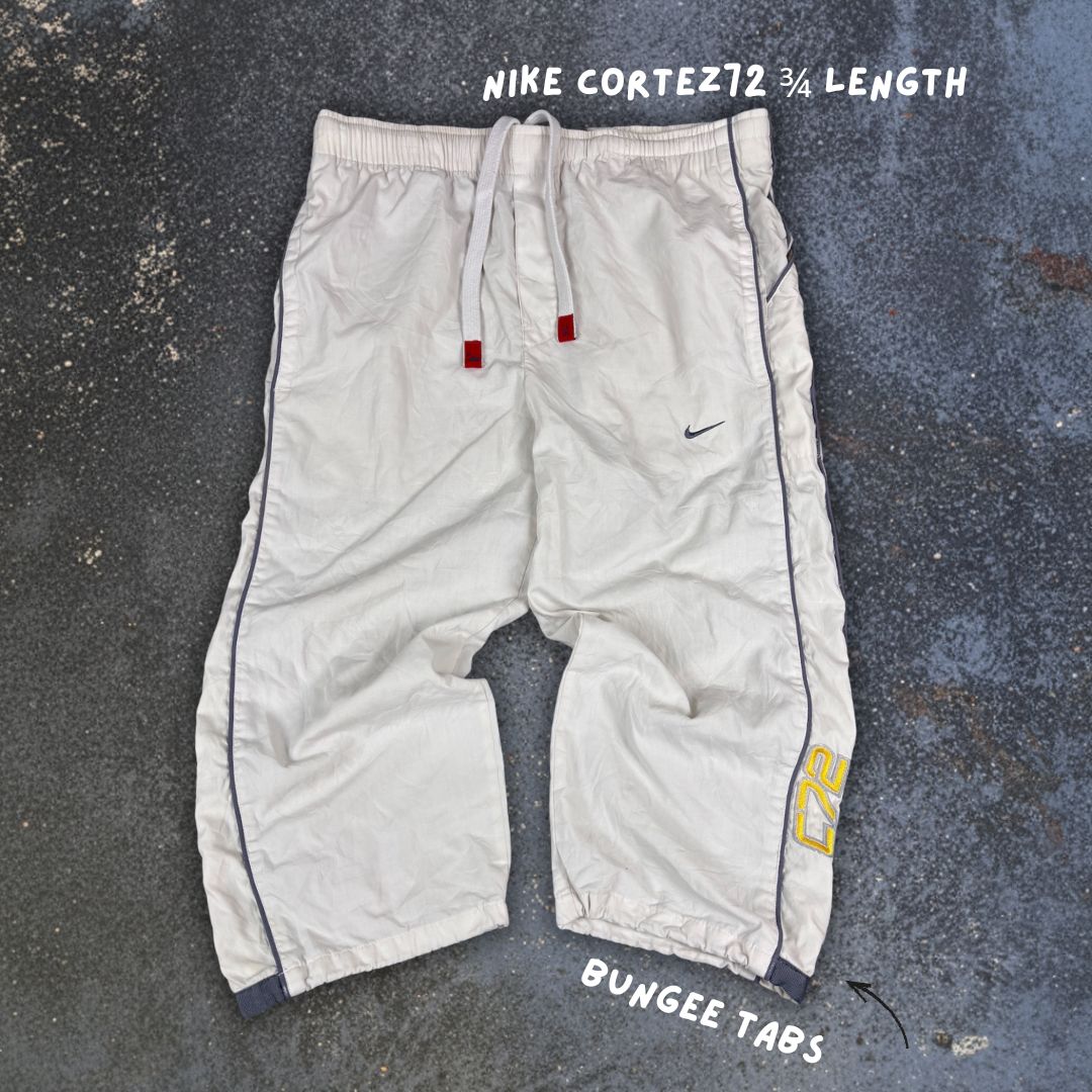Vintage Y2K Nike Cortez 3/4 Track Pants S Men’s S White Grey Bungee Tabs