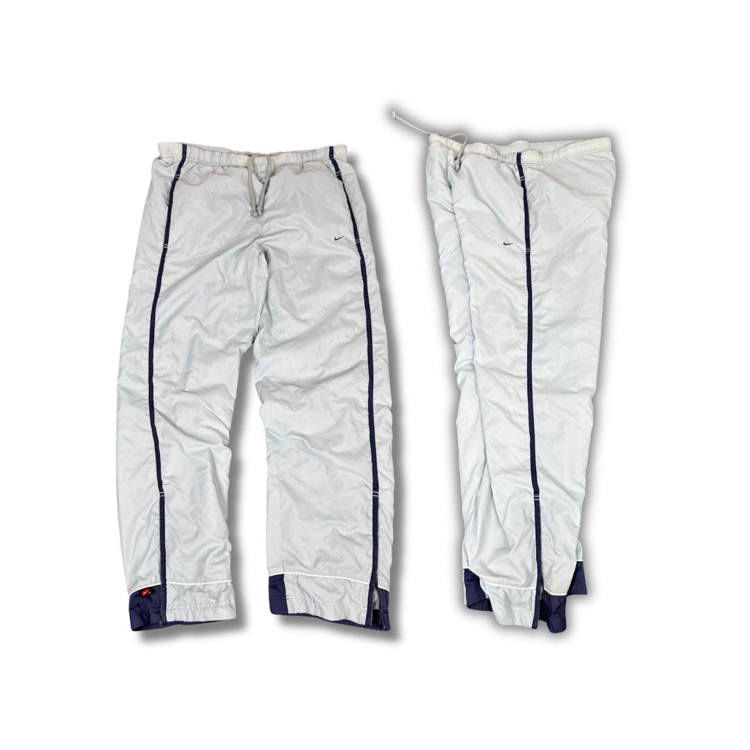 Vintage Y2K Nike Track Pants Women's M Blue Navy Panels Swoosh Joggers Straight Leg