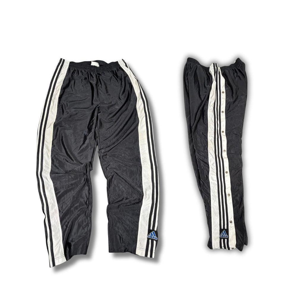 Vintage Y2K Adidas Track Pants Men's XL Black White 3 Stripe Tear Away Joggers Wide Leg