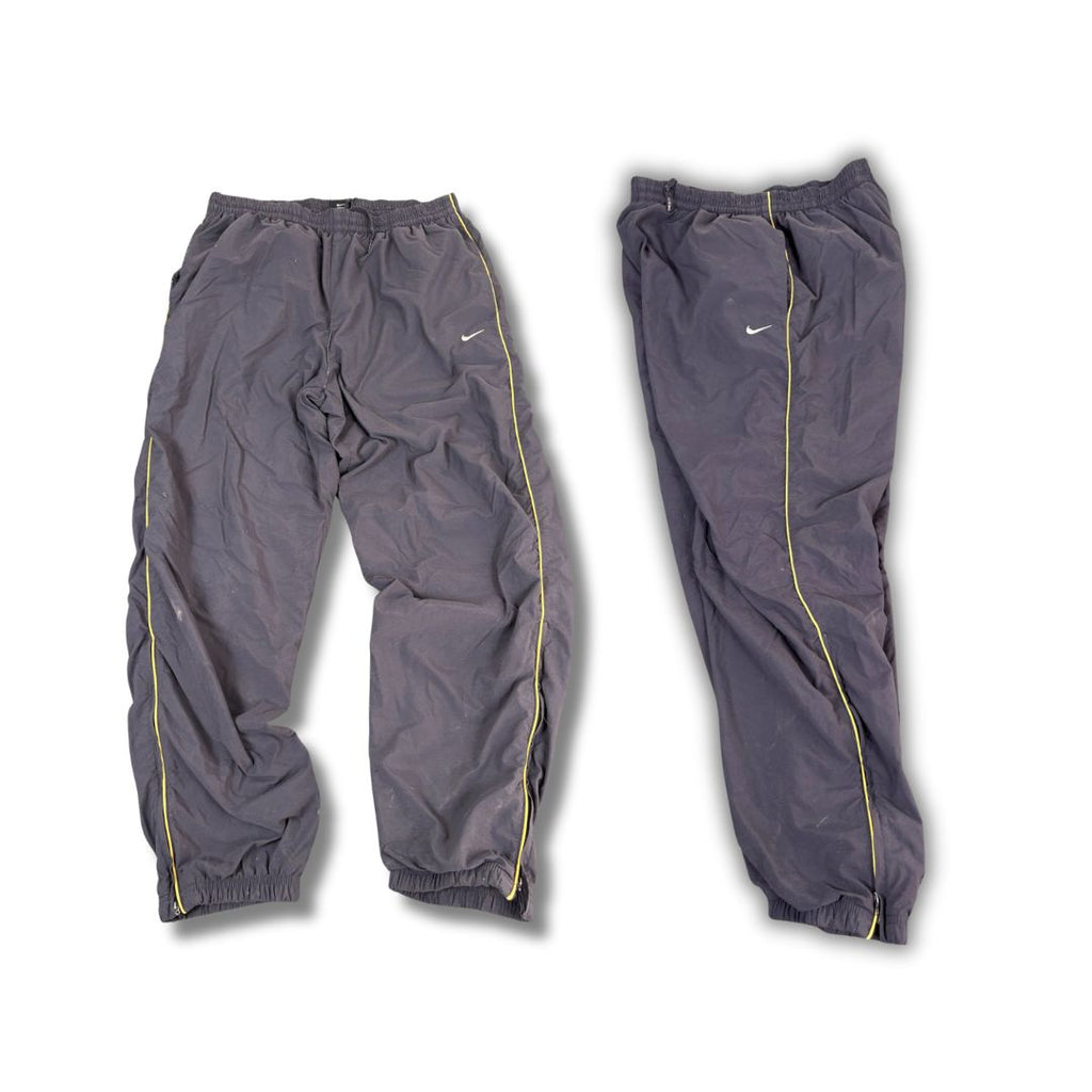 Vintage Y2K Nike Court Track Pants Men's L Blue Grey Yellow Piping Cuffed Joggers Wide Leg