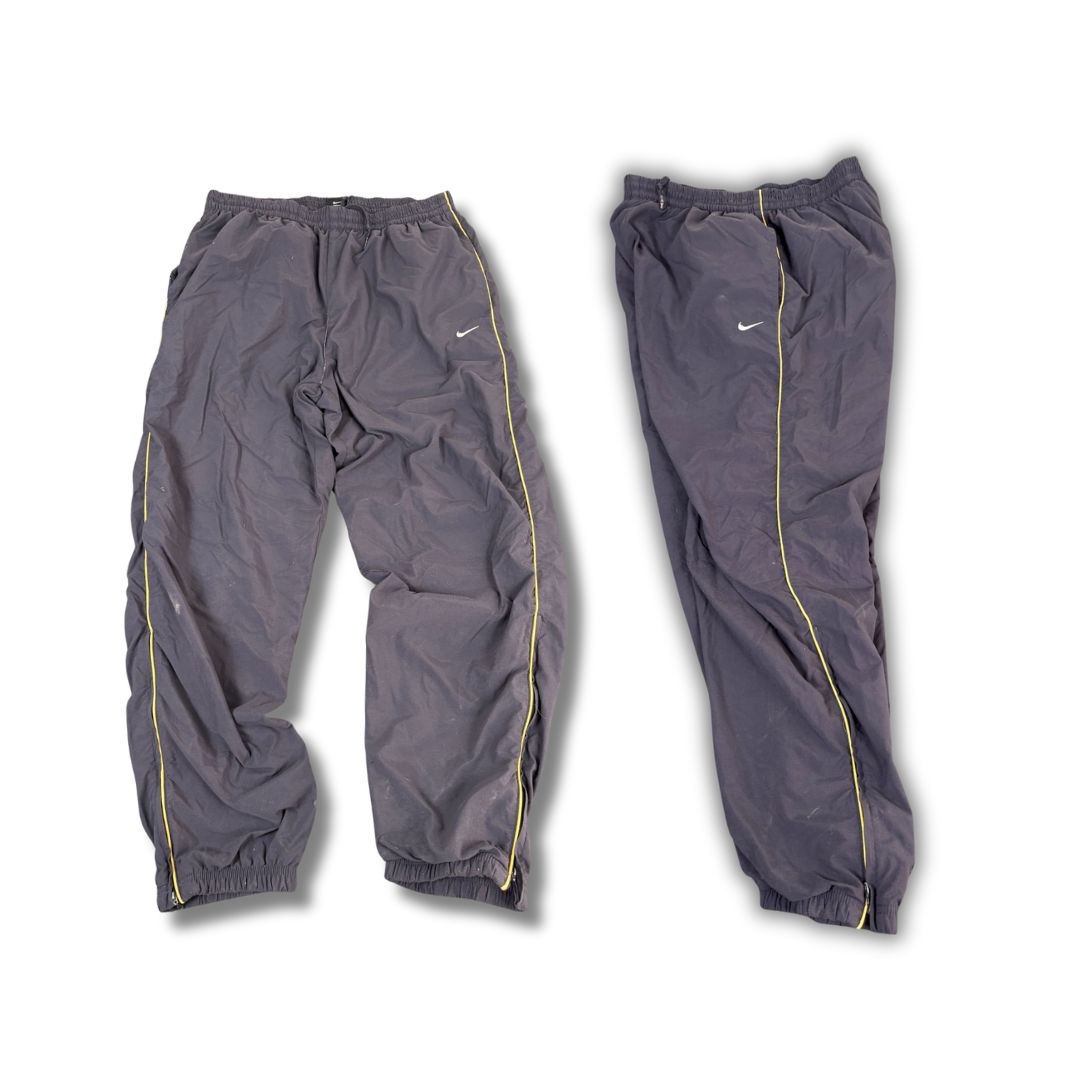 Vintage Y2K Nike Court Track Pants Men's L Blue Grey Yellow Piping Cuffed Joggers Wide Leg