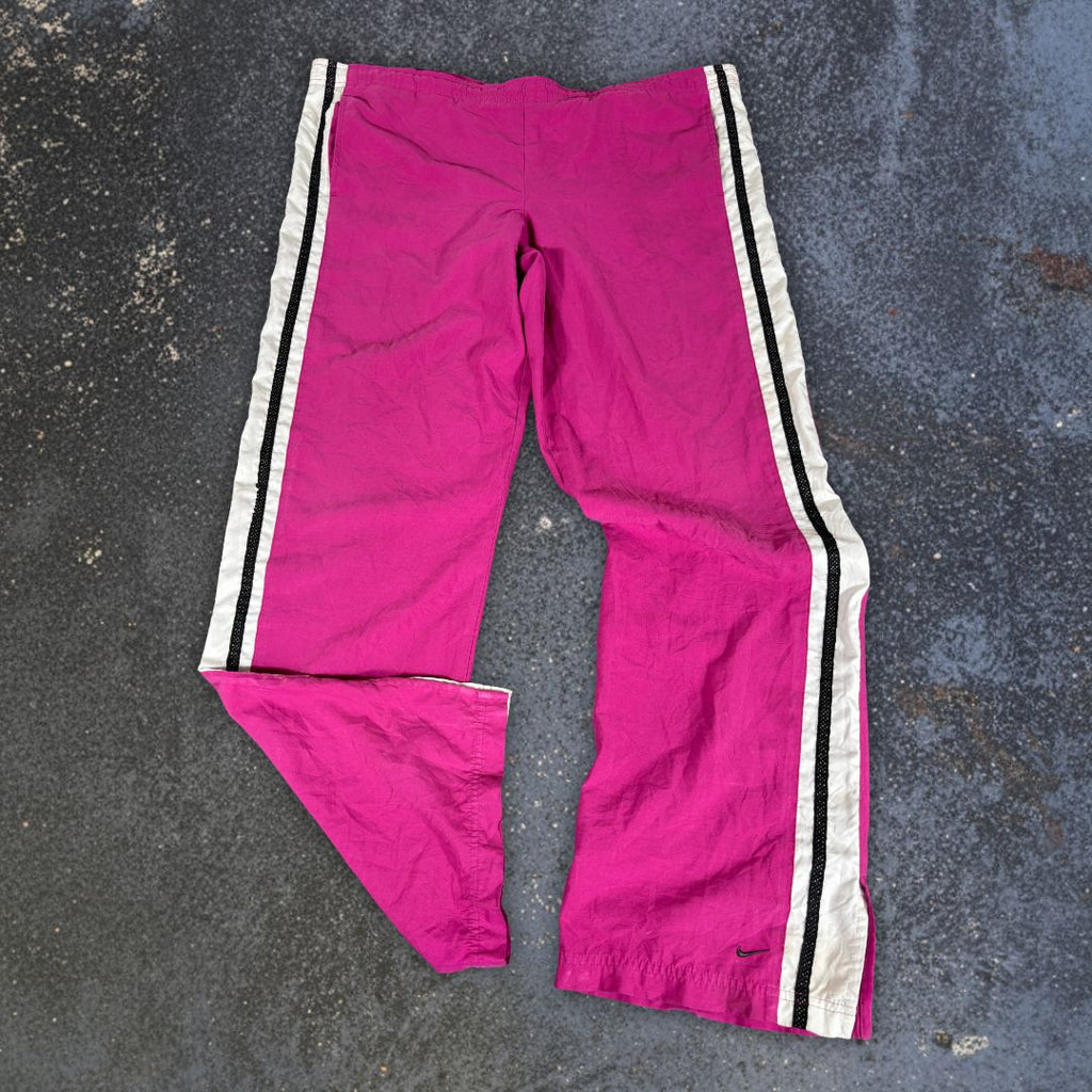 Vintage Y2K Nike Track Pants Women’s L Pink Purple White Side Ankle Swoosh