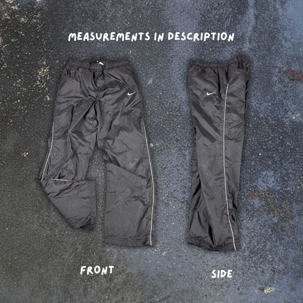 Classic Nike Track Pants Size S Black White Piping Nylon Windbreakers Spray