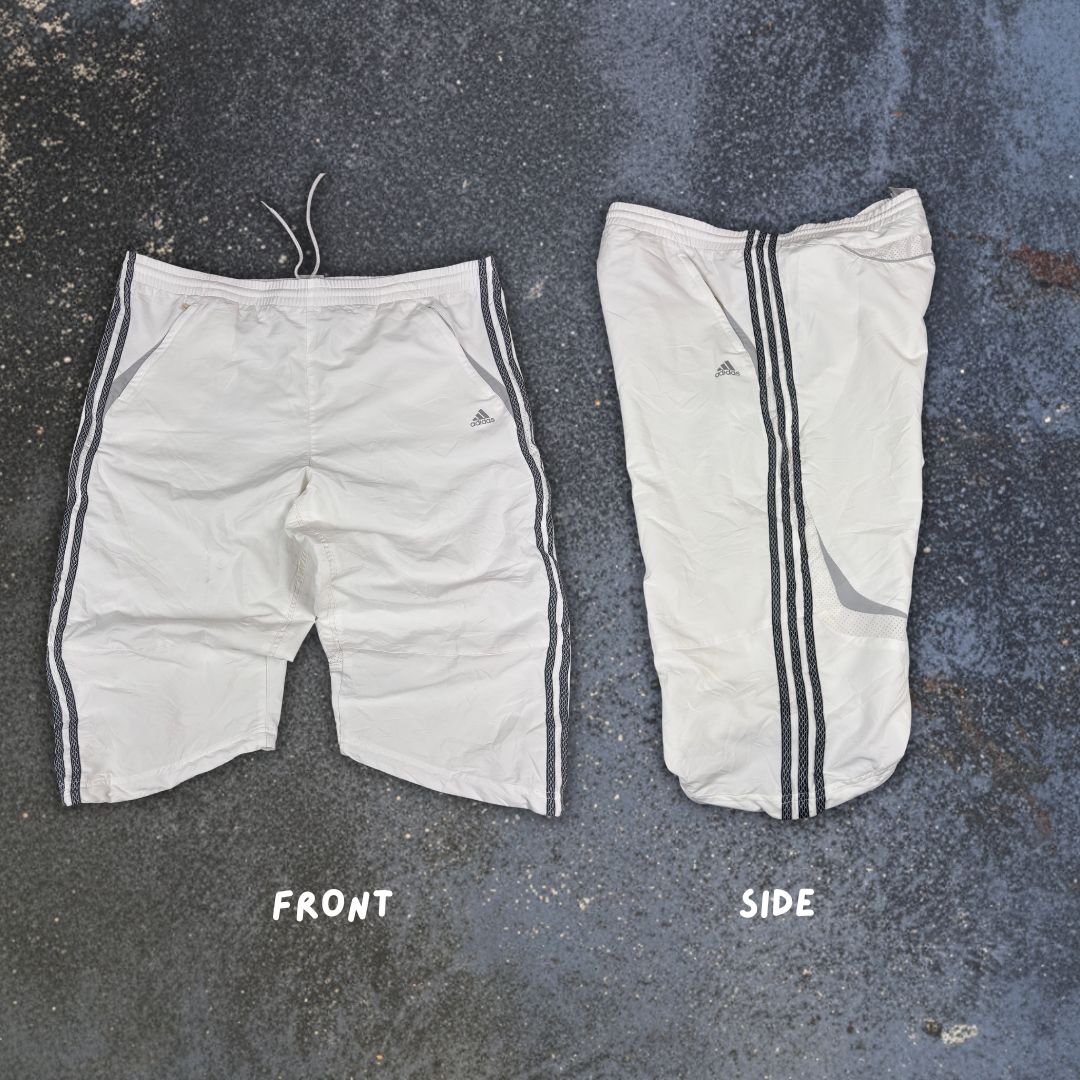 Vintage Y2K Adidas 3/4 Track Pants Men’s XXL White Grey 3-Stripe Bungee Tabs