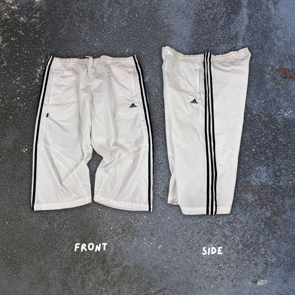 Vintage Y2K Adidas 3/4 Track Pants Men's L White 3 Stripe Bungee Tab