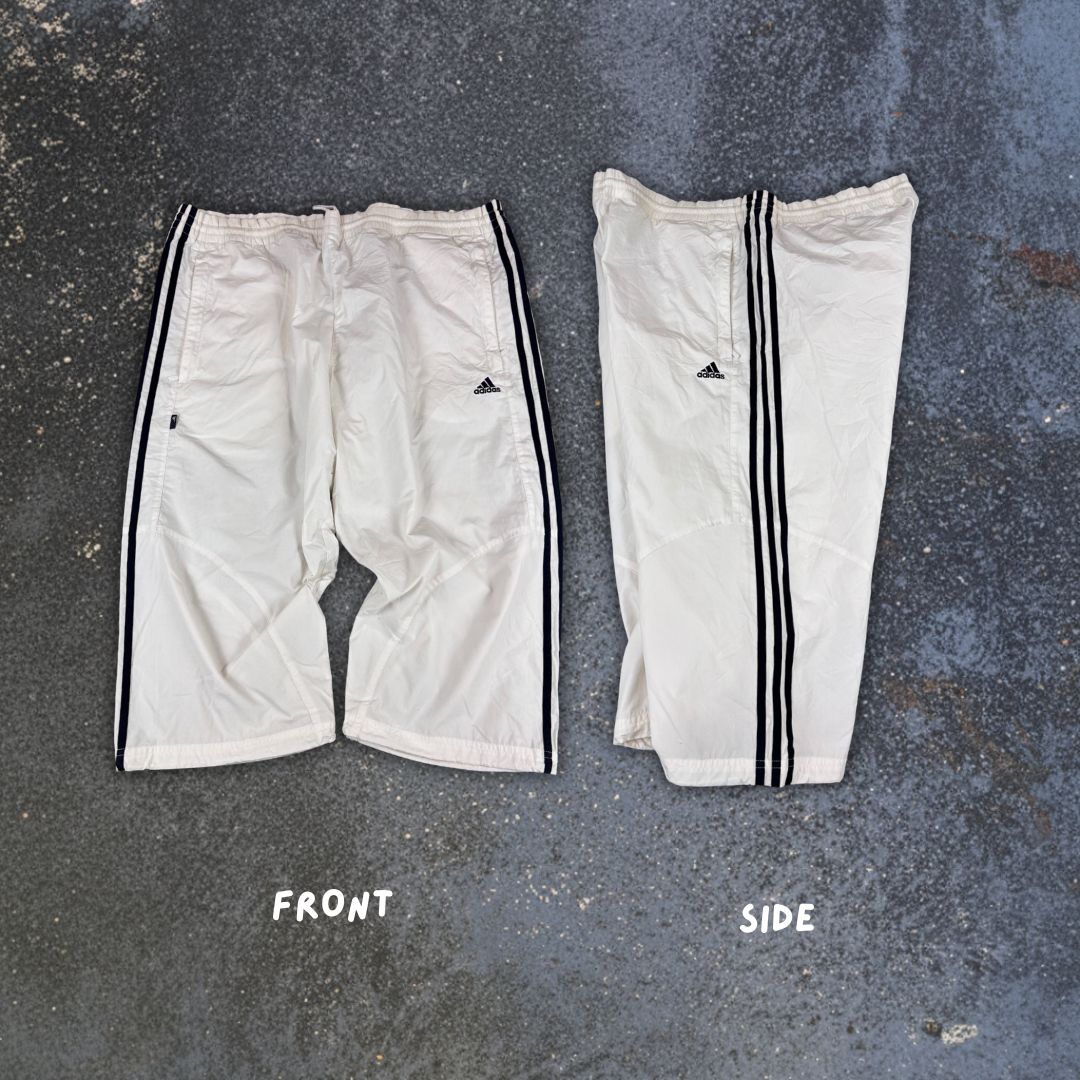 Vintage Y2K Adidas 3/4 Track Pants Men's L White 3 Stripe Bungee Tab