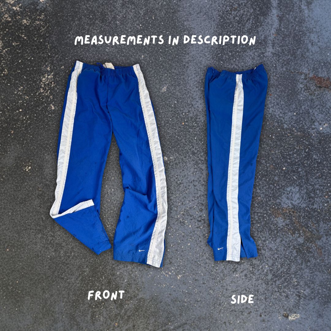 Vintage Y2K Nike Track Pants Women's S Blue Light Blue White Panels Ankle Swoosh