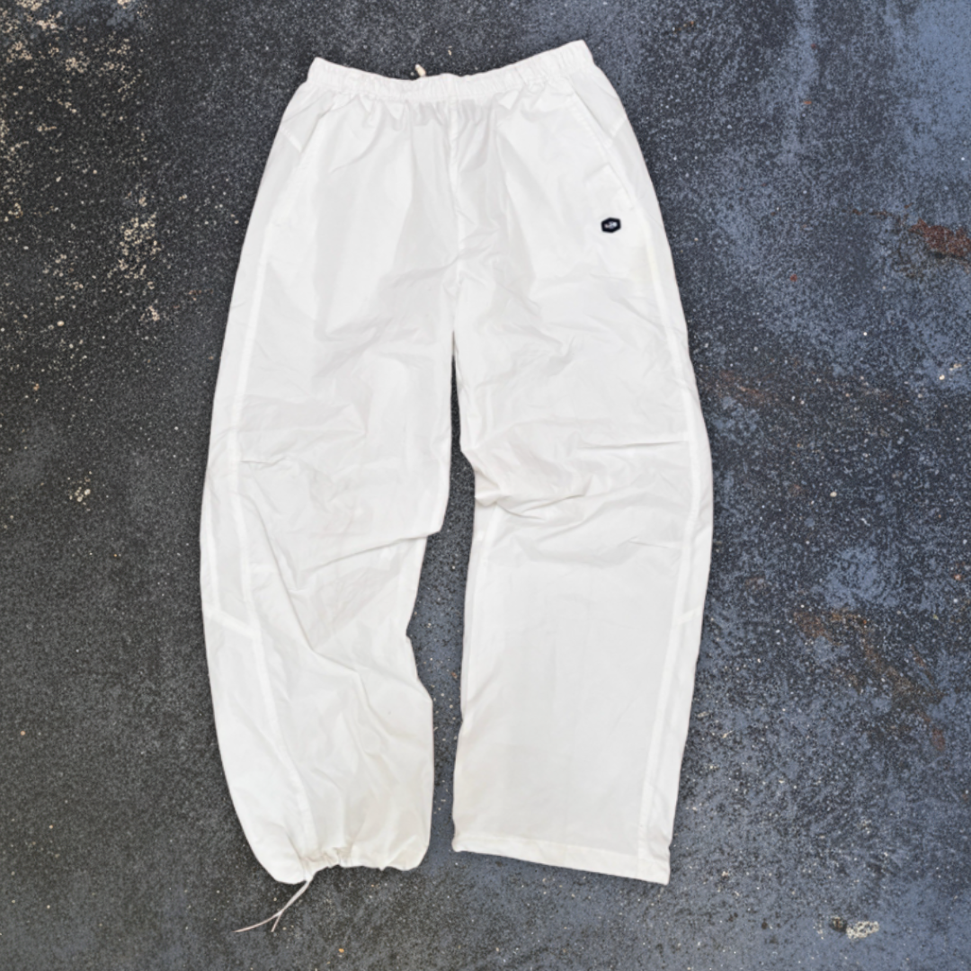 Vintage Y2K Nike Track Pants Size XL White Hex Logo Nylon Baggy Windbreakers