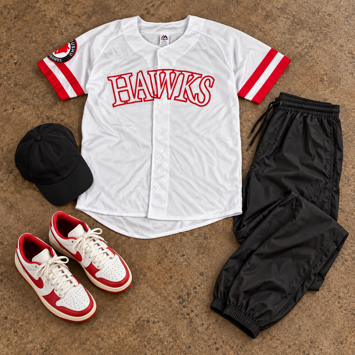 Majestic Softbank Hawks Japanese Baseball Jersey Men's Large White Red