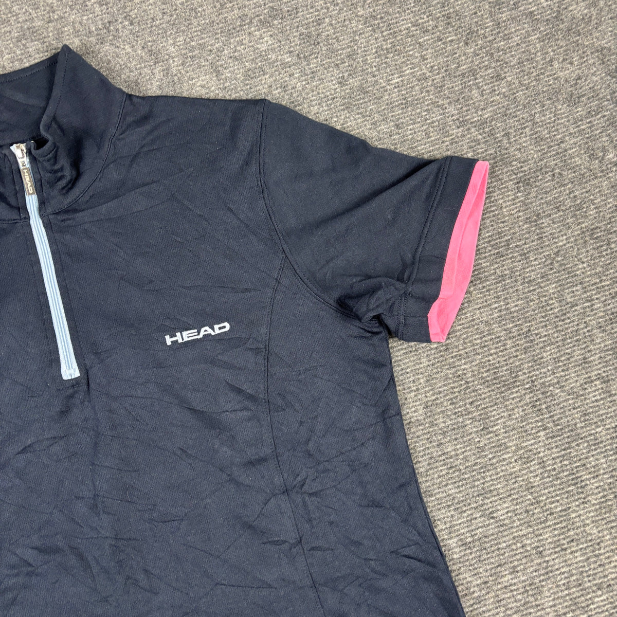 Head Tennis Quarter Zip Top Navy Pink Trim Fitted photo 4