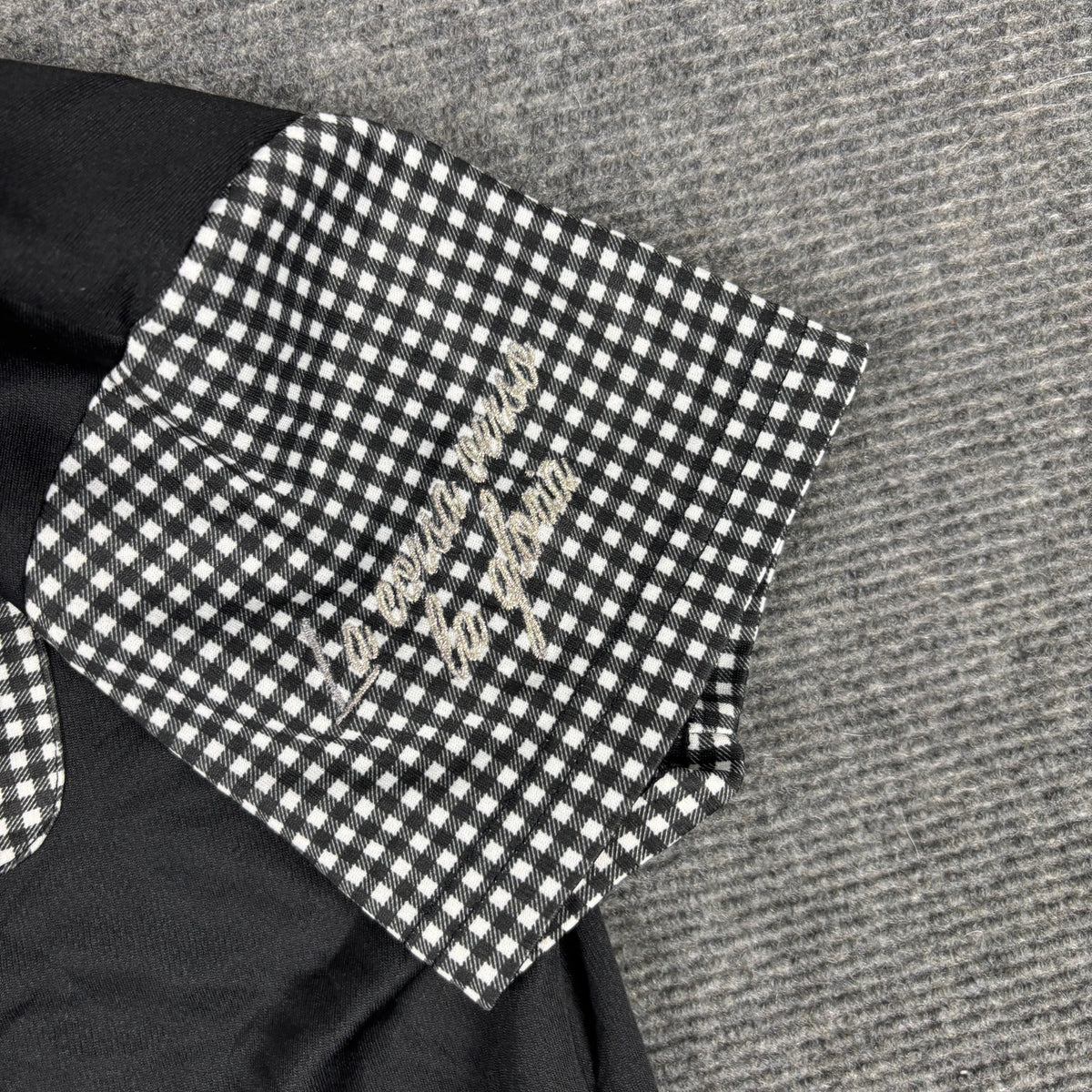 Y2K Fila Gingham Trim Pocket Tee Black White Petite photo 5