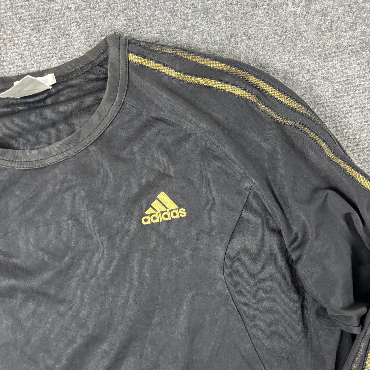 Adidas Climalite Long Sleeve Top Black Gold 3 Stripe photo 4