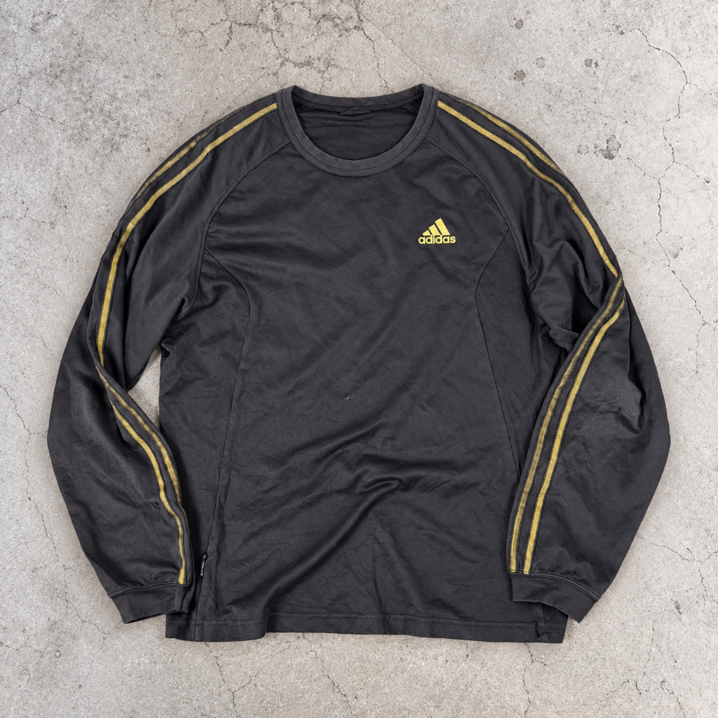 Adidas Climalite Long Sleeve Top Black Gold 3 Stripe photo 2