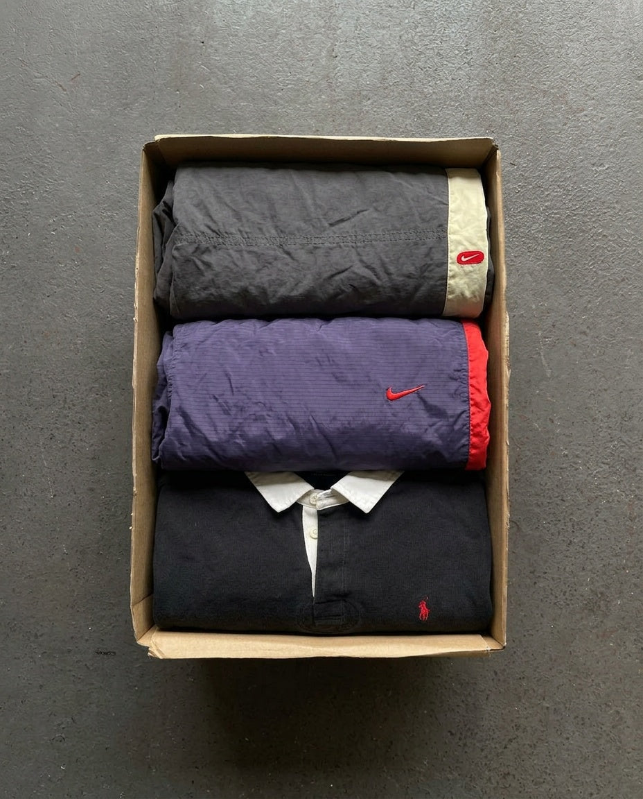 Premium Mystery Box - 2 vintage Nike track pants + 1 Ralph Lauren Rugby Polo