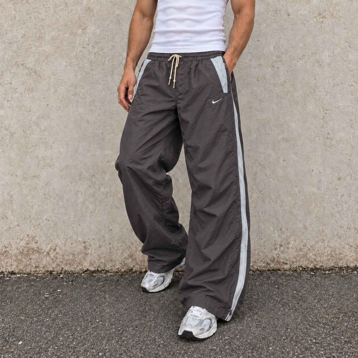Vintage 90's Nike Alpha Project Track Pants Men's S Navy Blue Swoosh Full Zip Mesh Panel Joggers