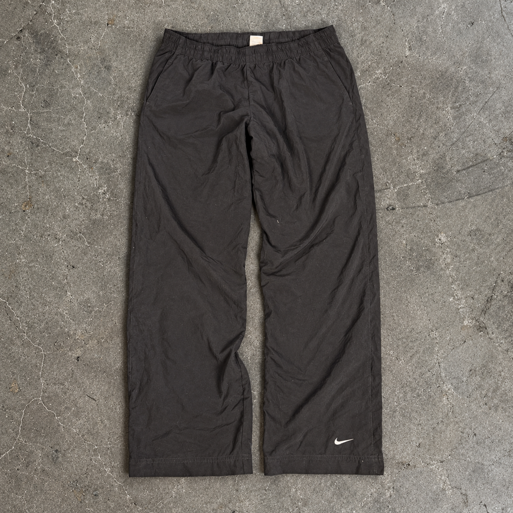 Vintage Y2K Nike Track Pants Women's XL Black white ankle swoosh classic joggers Straight Leg