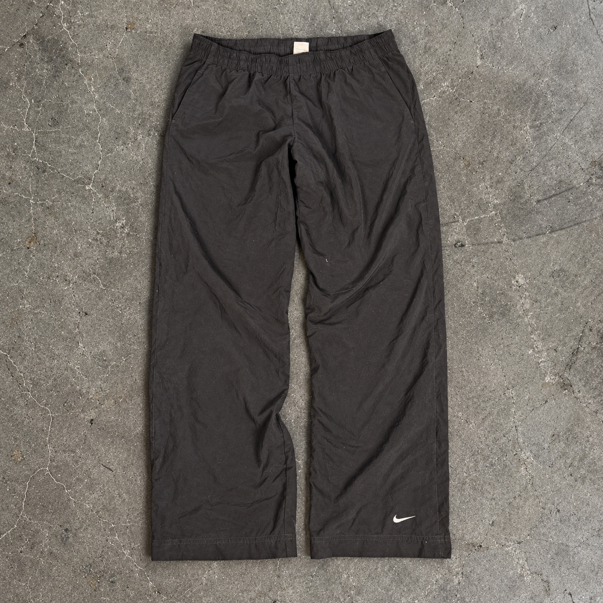Vintage Y2K Nike Track Pants Women's XL Black white ankle swoosh classic joggers Straight Leg