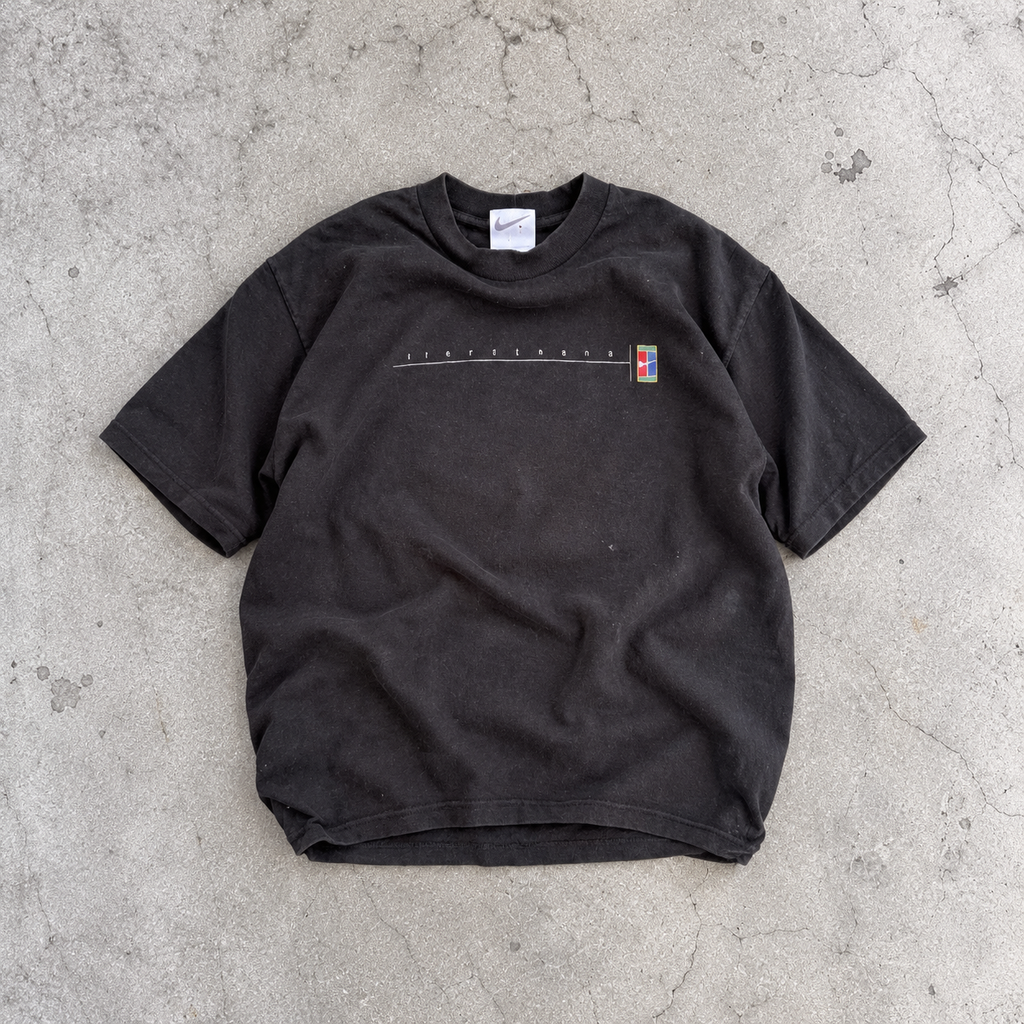 Vintage 90s Nike Court T-Shirt Size S Black Large Graphic + Spell Out Logo