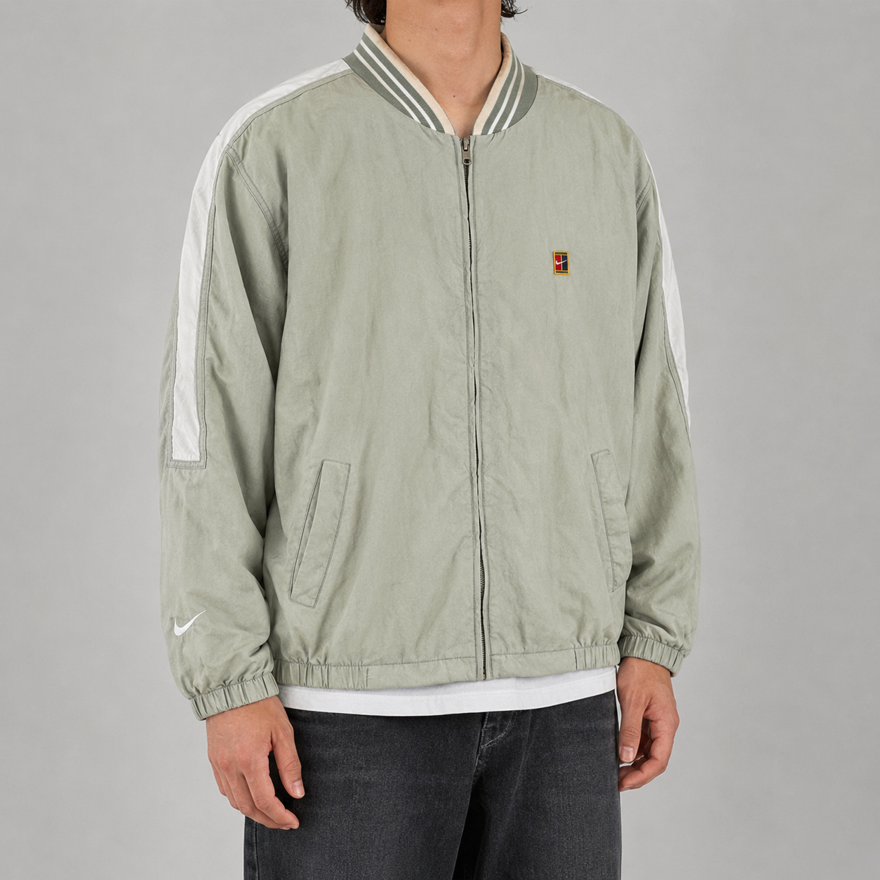 Vintage 90's Nike Court Jacket Men's XL Green White Panels Full Zip
