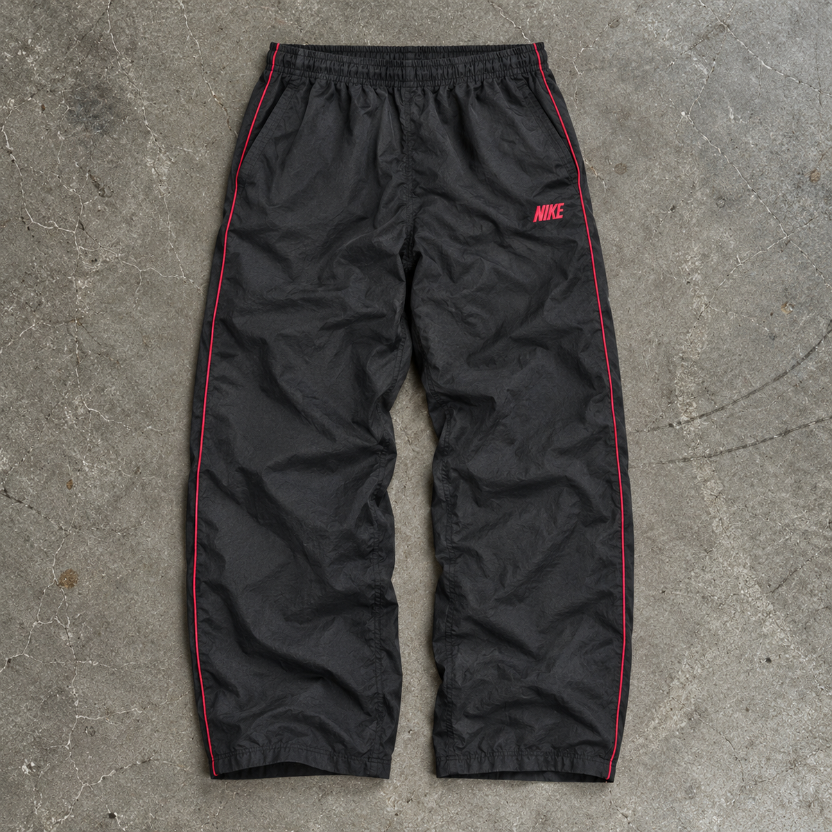 Nike track pants Women's M Black Pink Piping Spell Out Logo Joggers Y2K