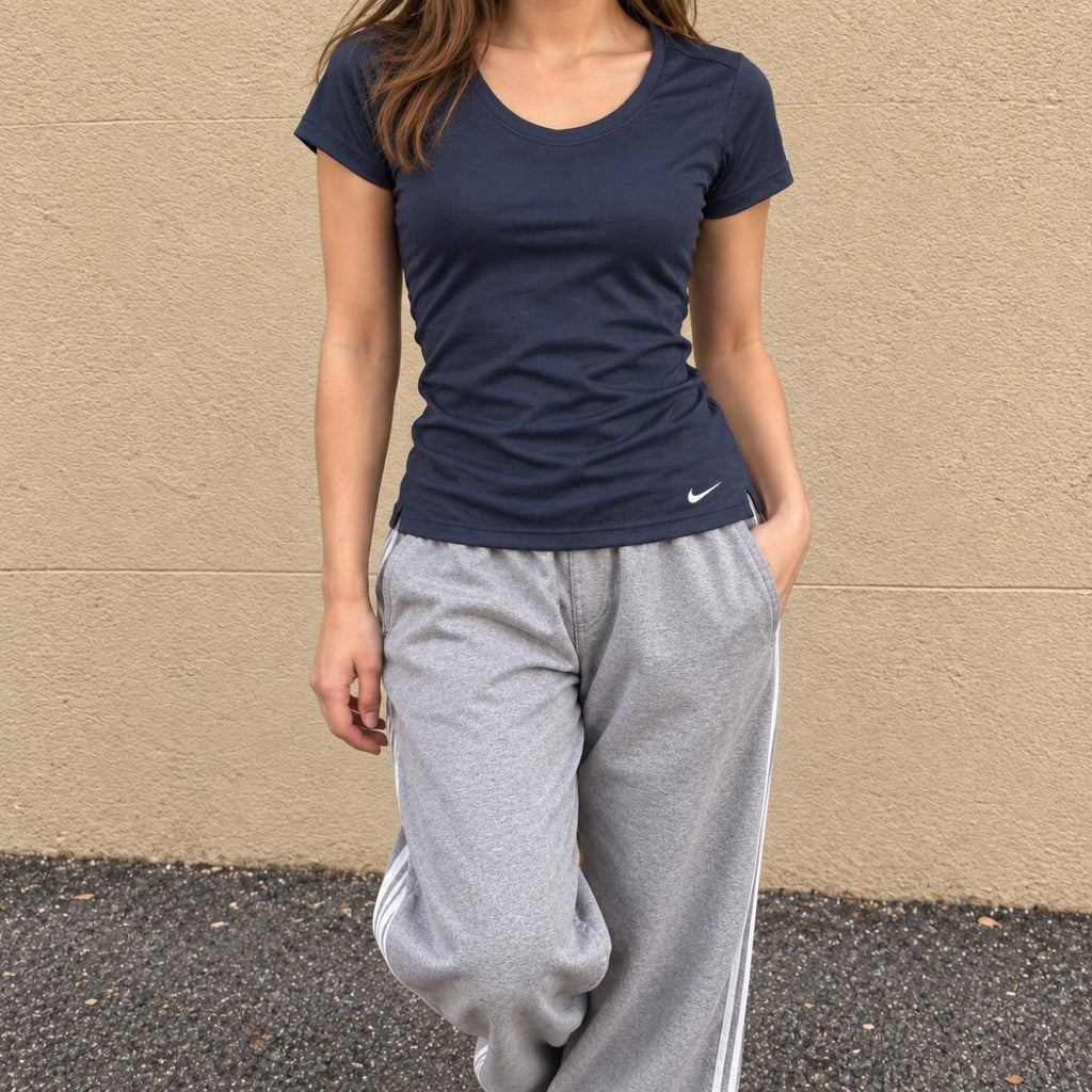 Nike Dri-Fit Scoop Neck Top Women's Small Navy Activewear T-shirt