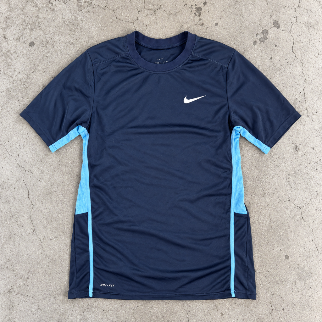Nike Dri-Fit Activewear Jersey Women's Small Navy Blue Running Petite T-shirt