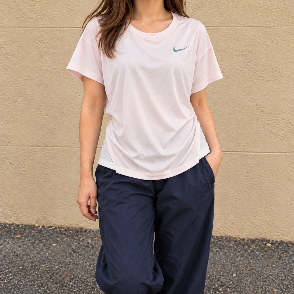 Nike Dri-Fit Activewear Top Women's Small Pink Grey Running T-shirt