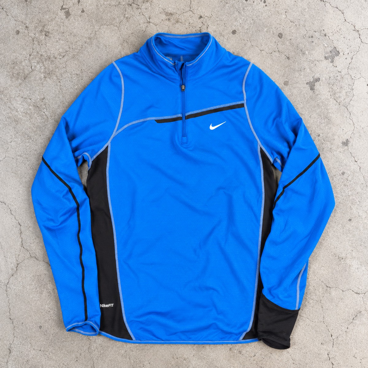 Vintage Y2K Nike Fit 1/4 Zip Top Women's Blue Mock Neck Long Sleeve Activewear