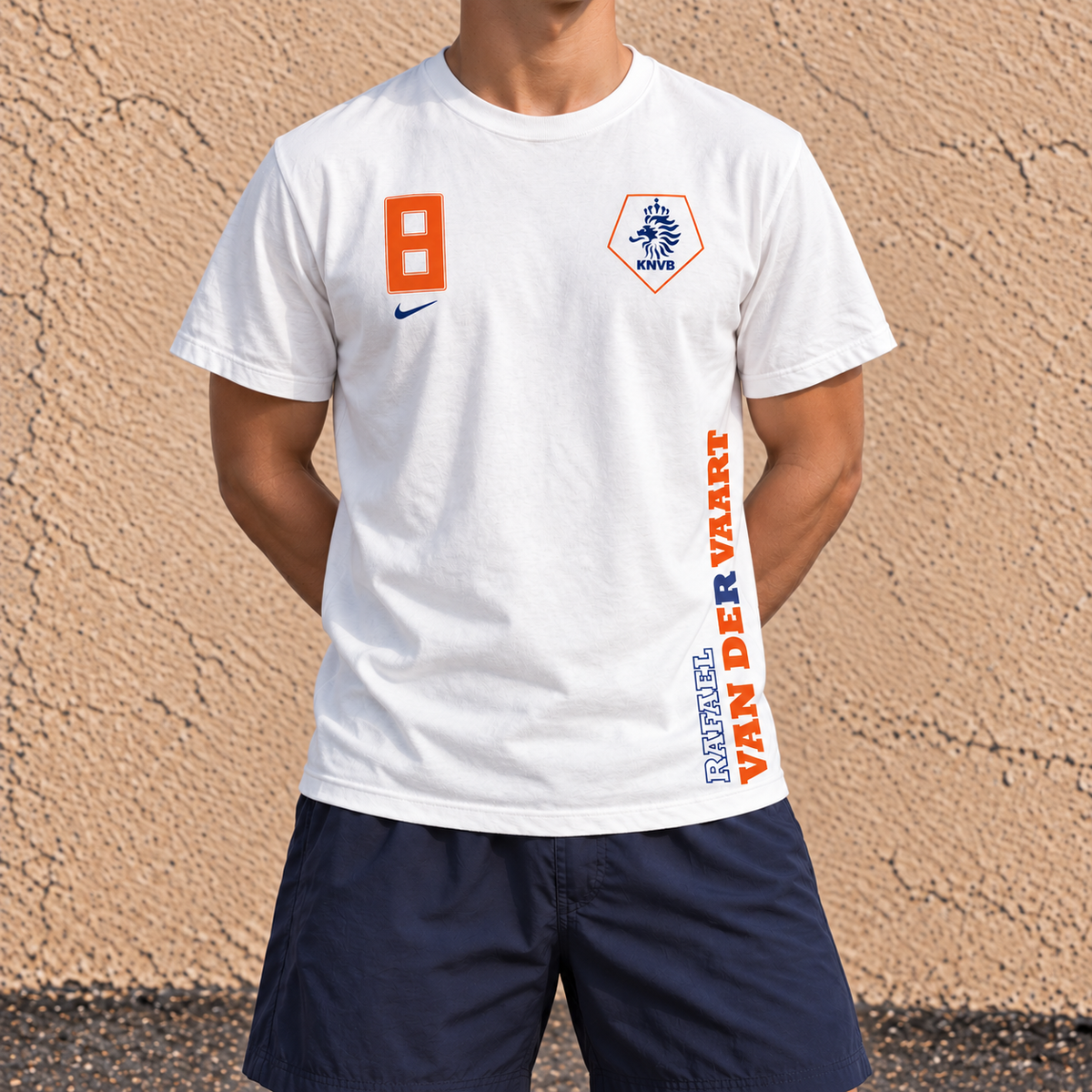 Vintage y2k Nike Football Van De Vaart T-shirt Men's Large Netherlands National Team
