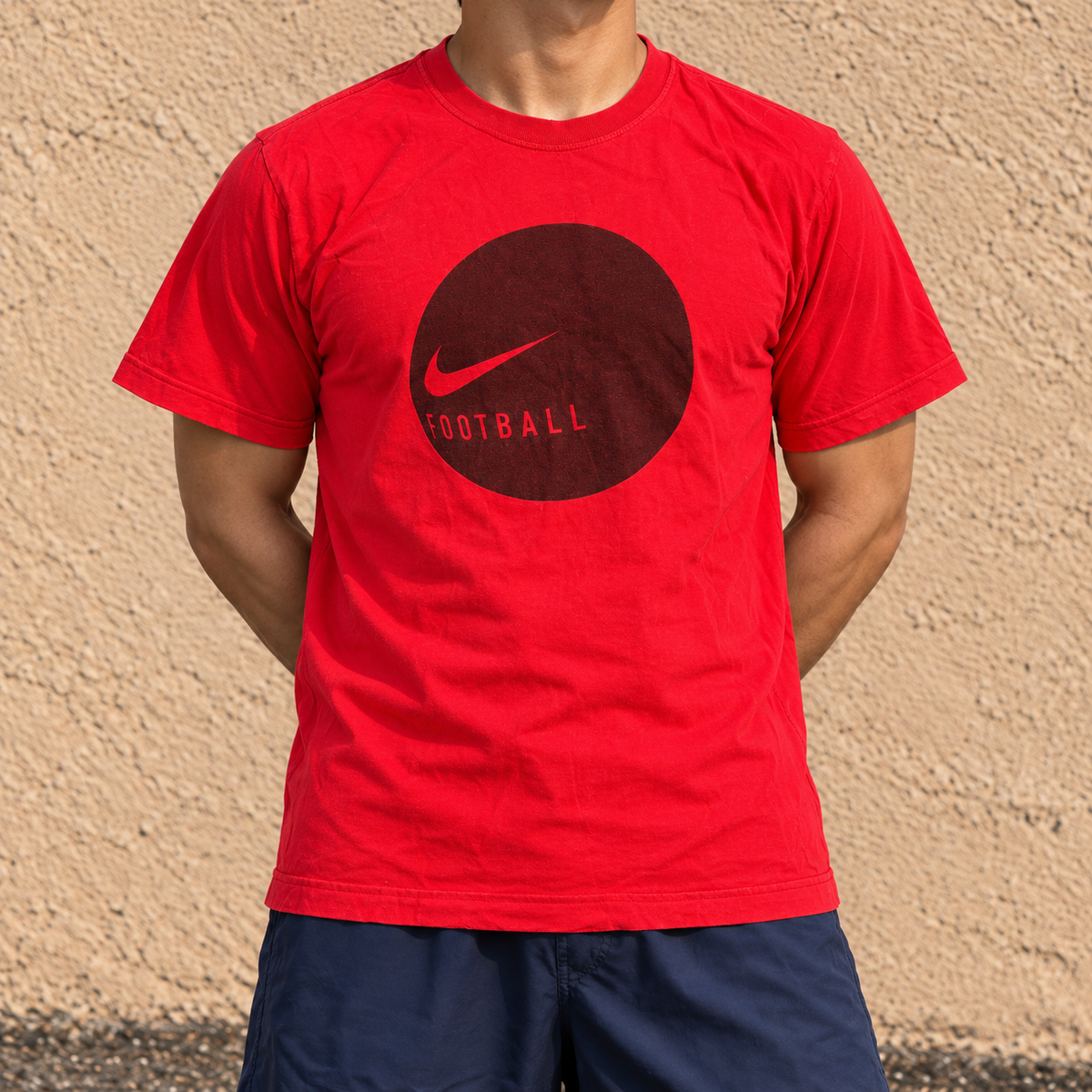 Nike Football Graphic T-shirt Men's Medium Red Crew Neck Top