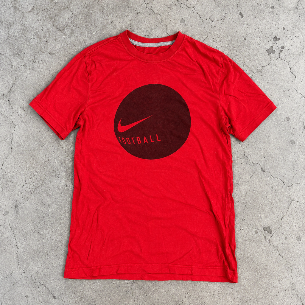Nike Football Graphic T-shirt Men's Medium Red Crew Neck Top