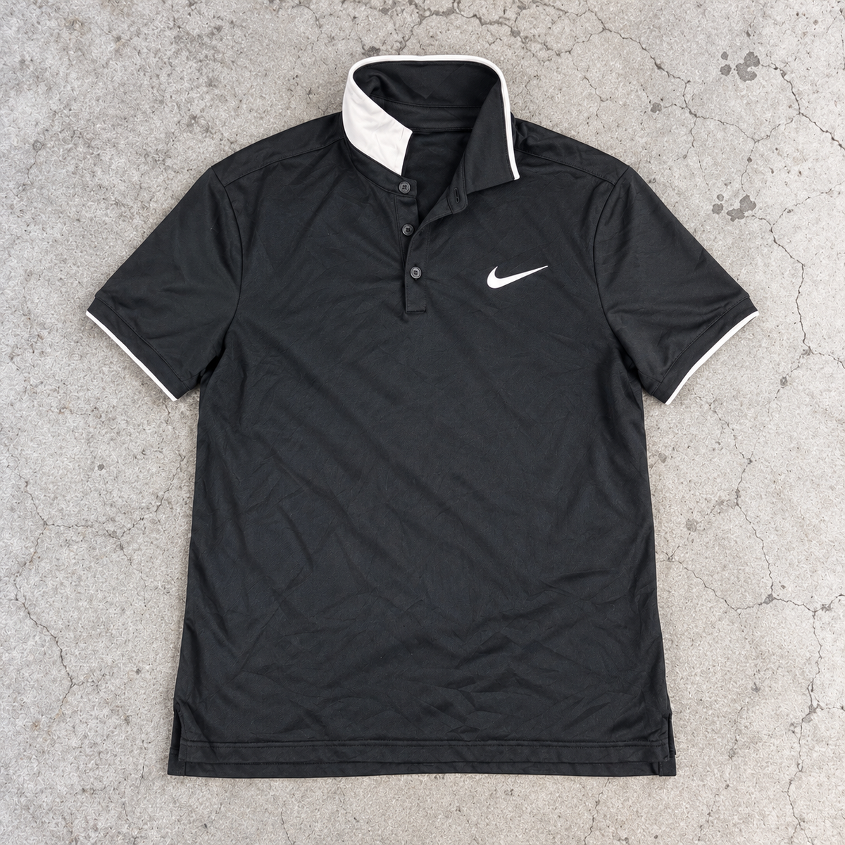 Nike Dri-Fit Black Tennis Polo Women's Medium Black White Collar Activewear
