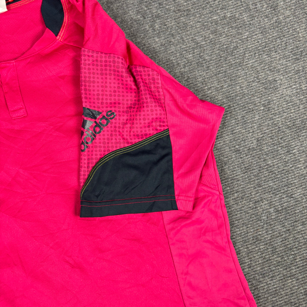 Y2K Adidas Climacool Rugby Jersey Top Hot Pink Navy Fitted photo 9