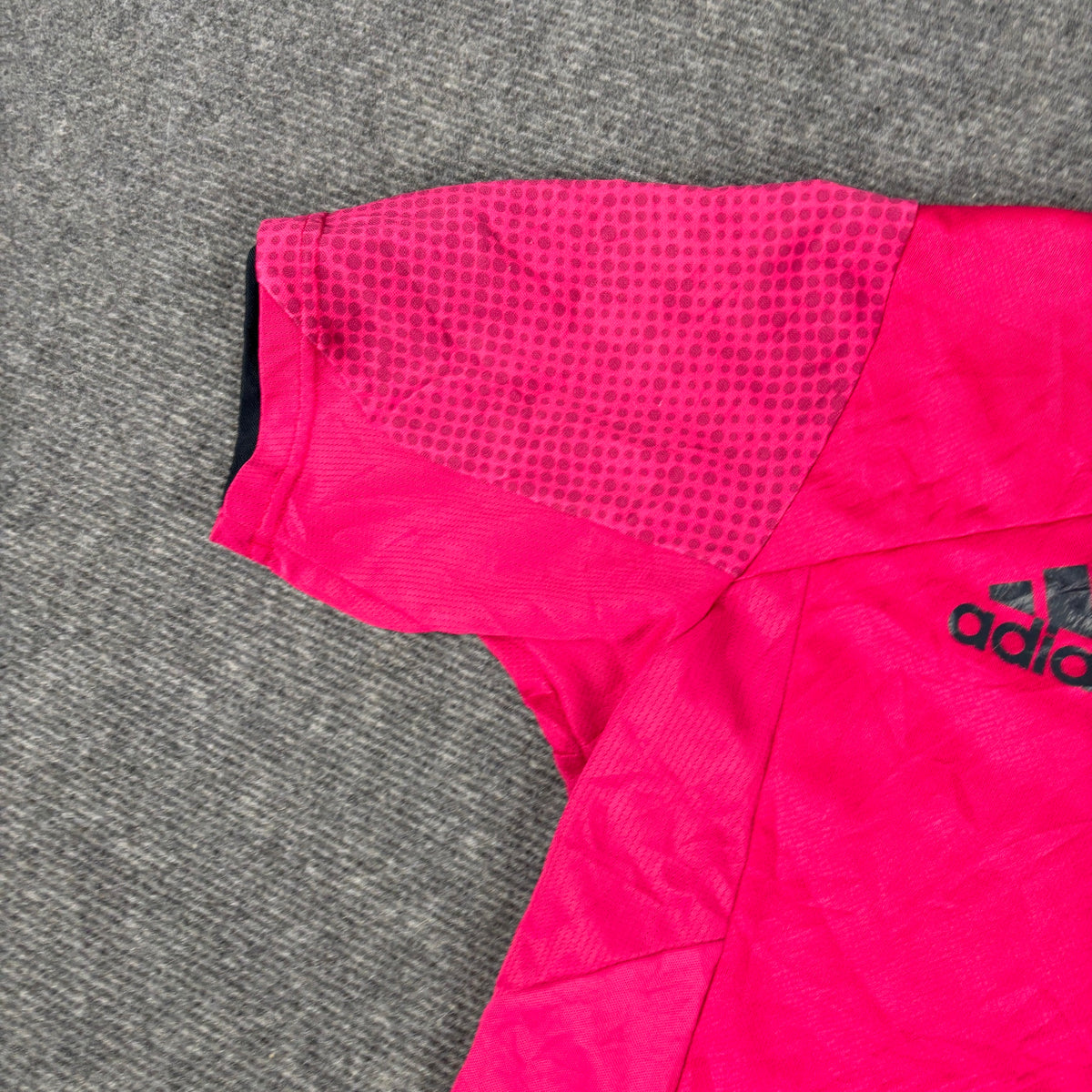 Y2K Adidas Climacool Rugby Jersey Top Hot Pink Navy Fitted photo 10