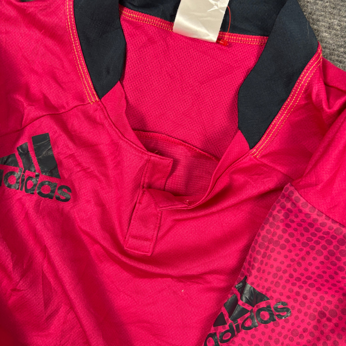 Y2K Adidas Climacool Rugby Jersey Top Hot Pink Navy Fitted photo 11