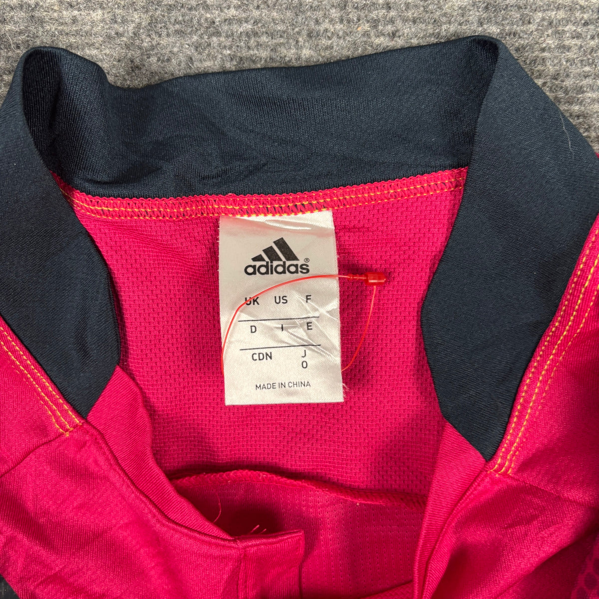 Y2K Adidas Climacool Rugby Jersey Top Hot Pink Navy Fitted photo 6