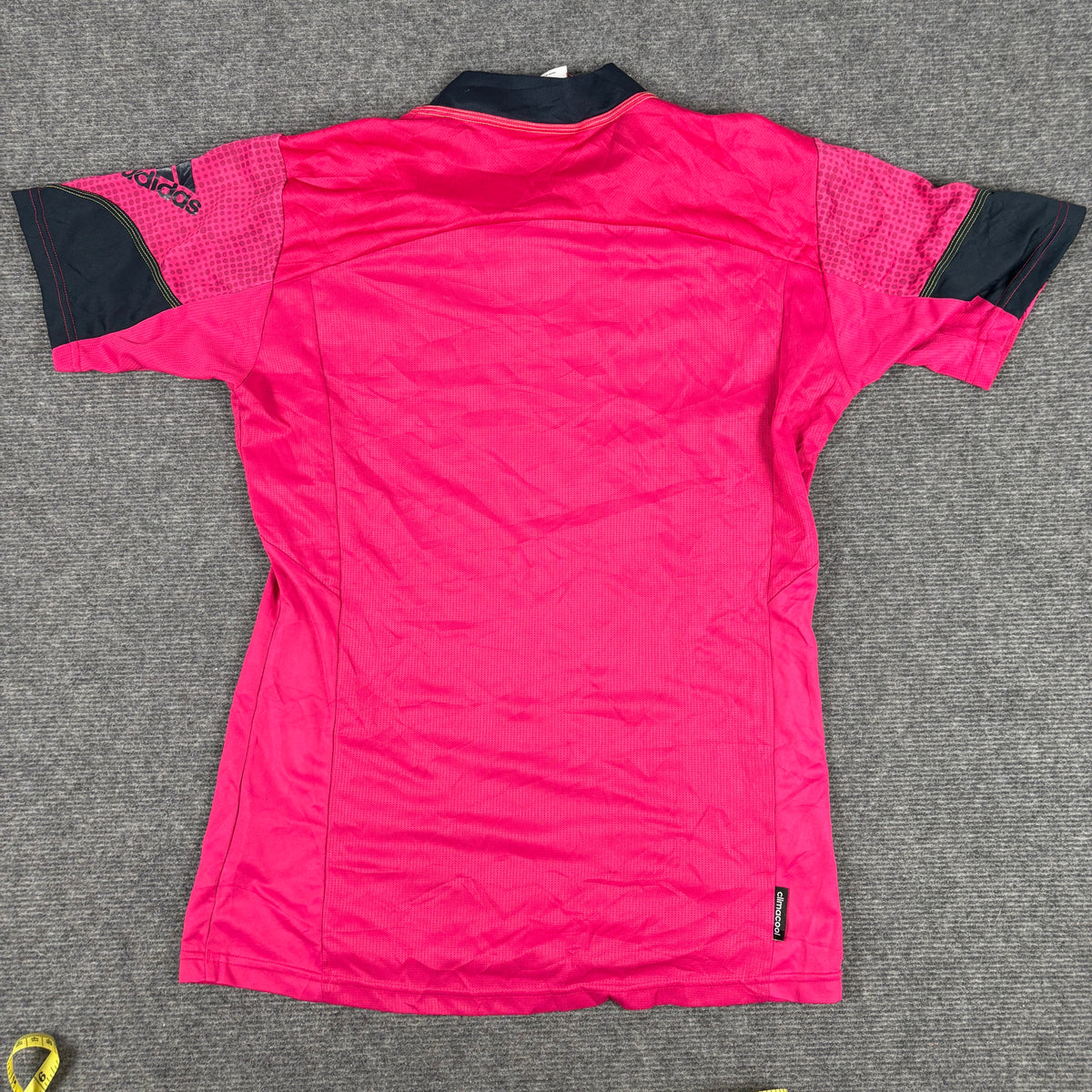 Y2K Adidas Climacool Rugby Jersey Top Hot Pink Navy Fitted photo 3