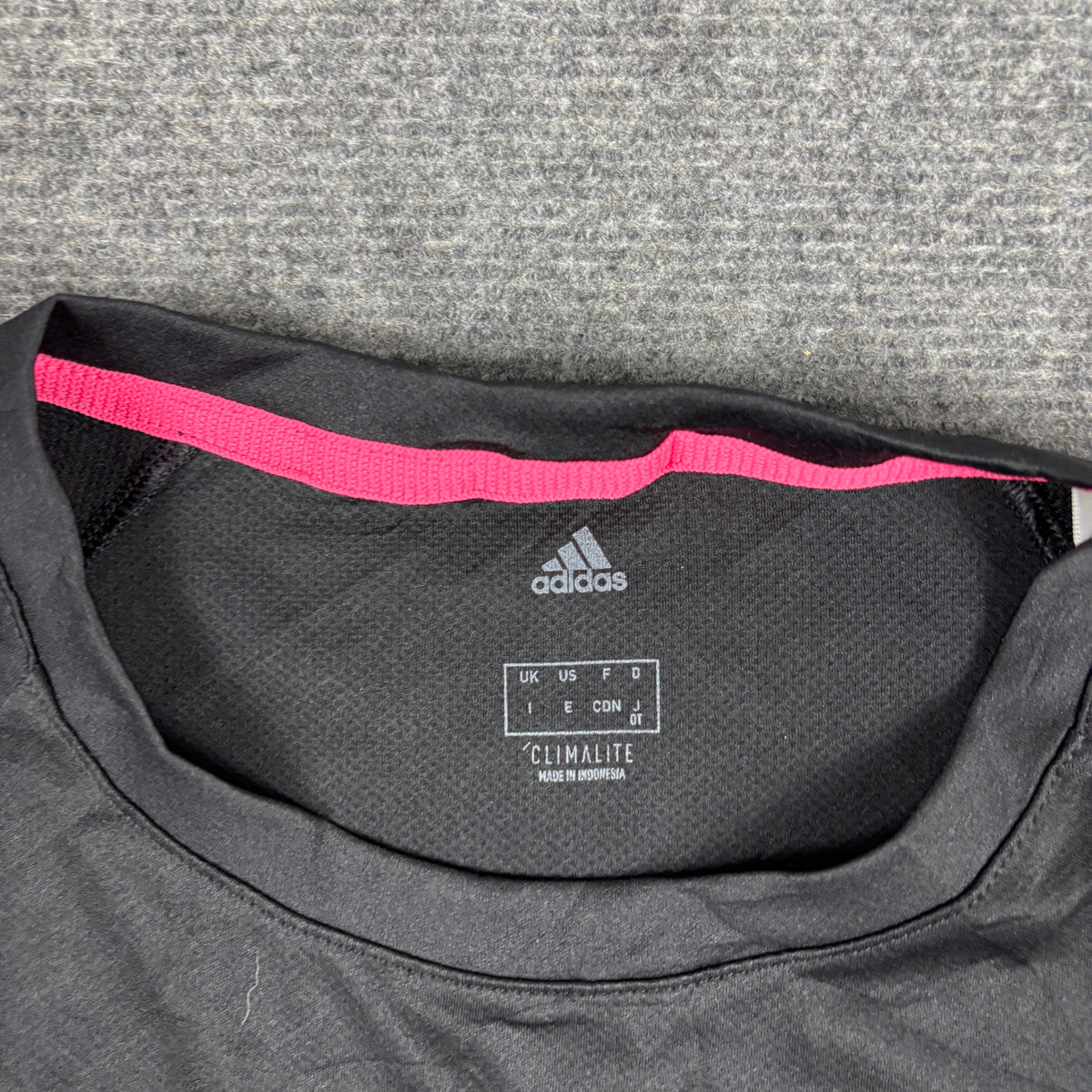 Adidas Climalite 3 Stripe Training Tee Black Hot Pink Fitted photo 6