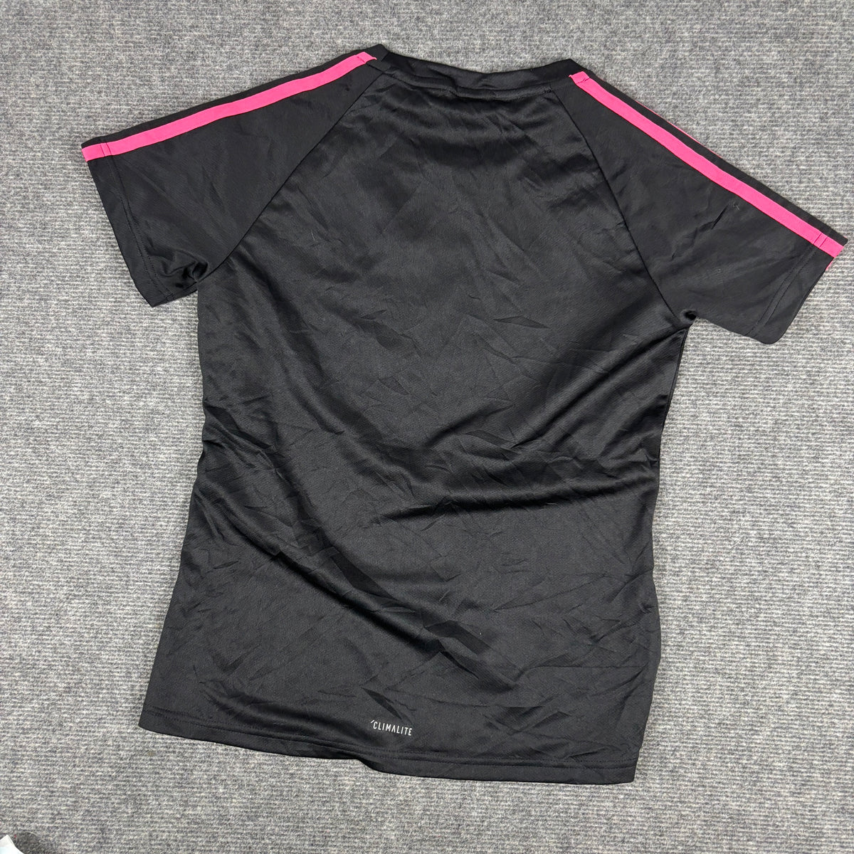 Adidas Climalite 3 Stripe Training Tee Black Hot Pink Fitted photo 3