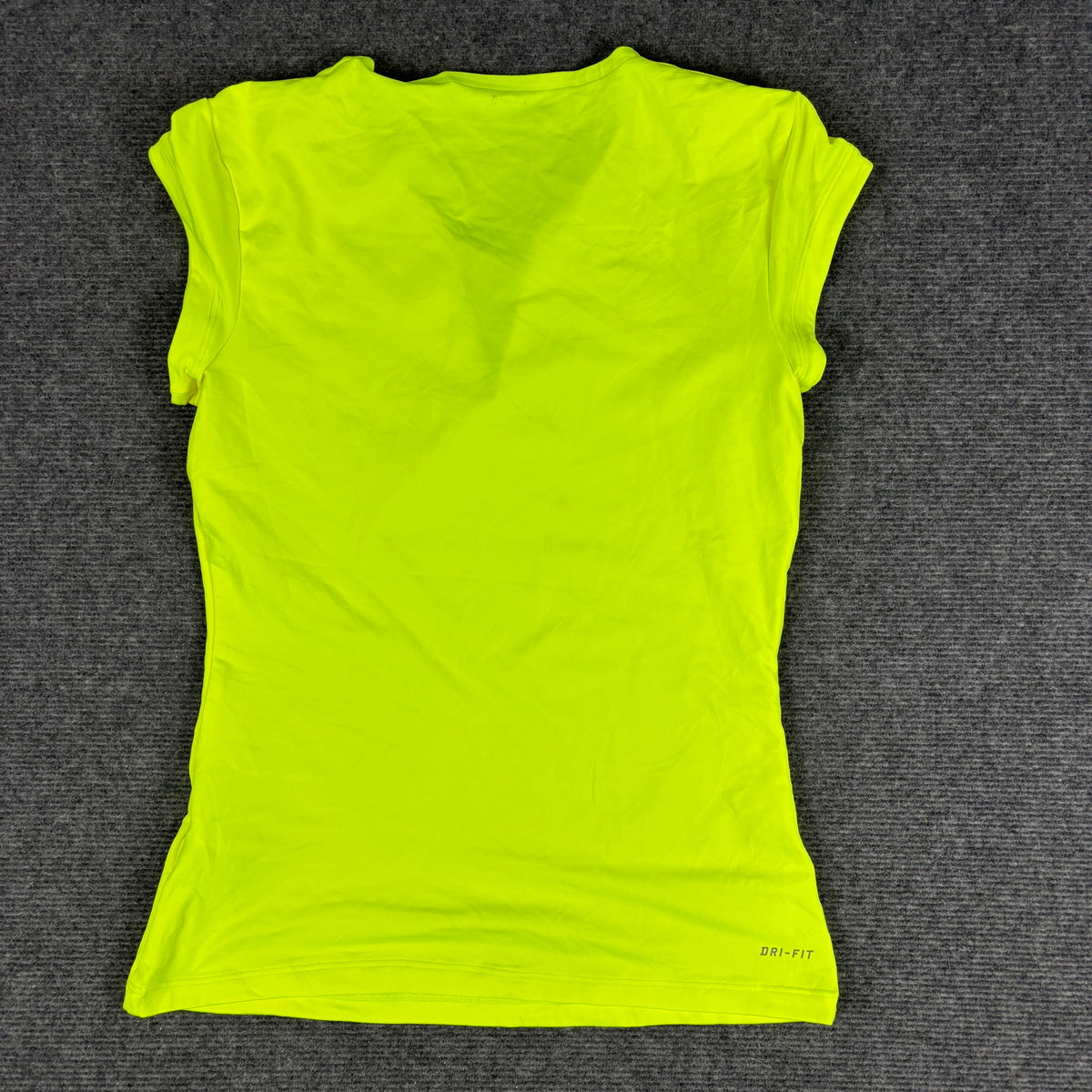 Nike Dri-Fit Tennis Top Neon Volt Yellow Cap Sleeve Fitted photo 3