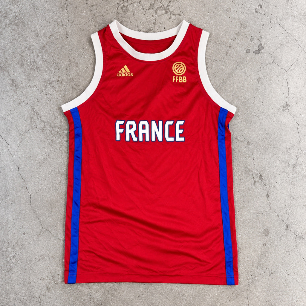 Adidas France FFBB Basketball Jersey Red Blue Tank photo 1