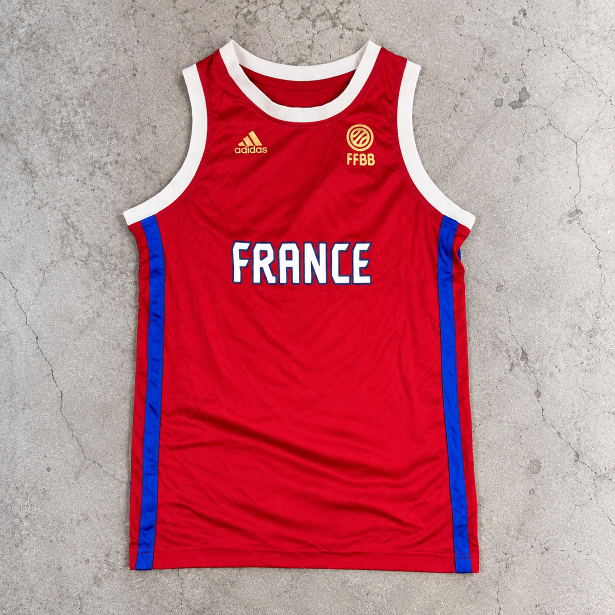 Adidas France FFBB Basketball Jersey Red Blue Tank photo 1
